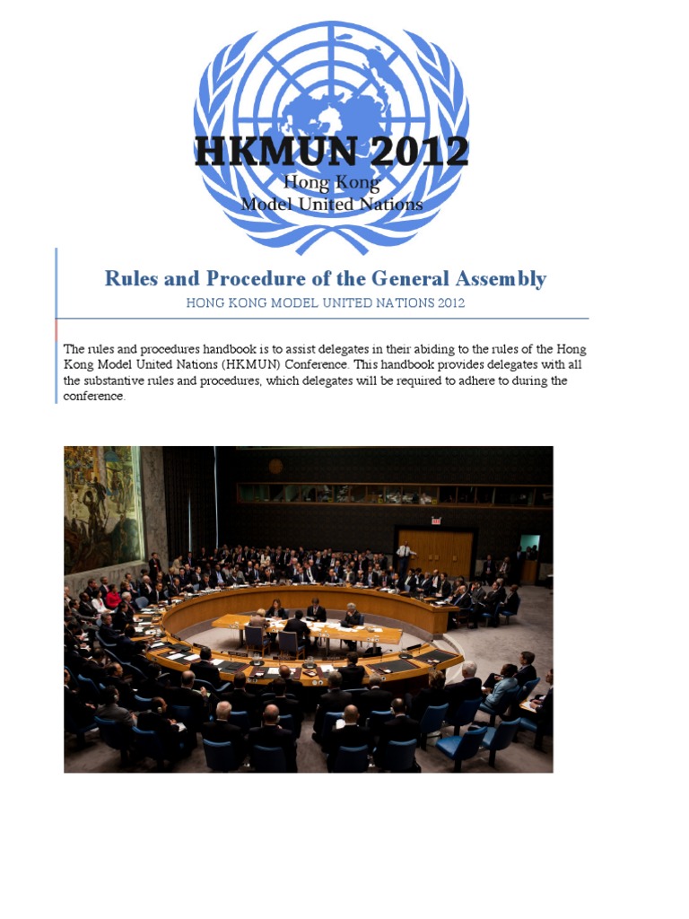 Rules and Procedure of The General Assembly Hong Kong Model United Nations 2012 PDF United