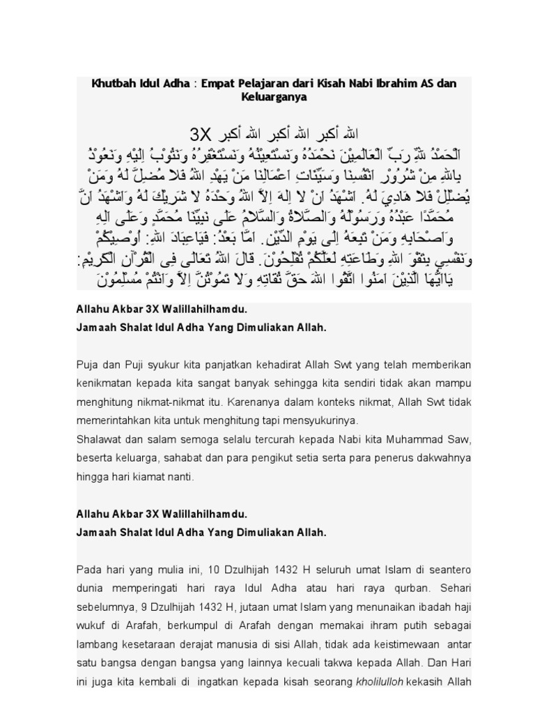 Teks Khutbah Idul Adha Bahasa Indonesia - Kumpulan Contoh Teks Pidato