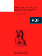 Review of The Home Office Statement On The Health Consequences of Exposure To Depleted Uranium in Kosovo Chris Busby PHD