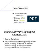 Power Generation: Dr. Tahir Mahmood Lecture No. 1 Sections: / / Days: Dated