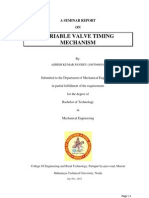 Veriable Valve Timing Mechanism: A Seminar Report ON