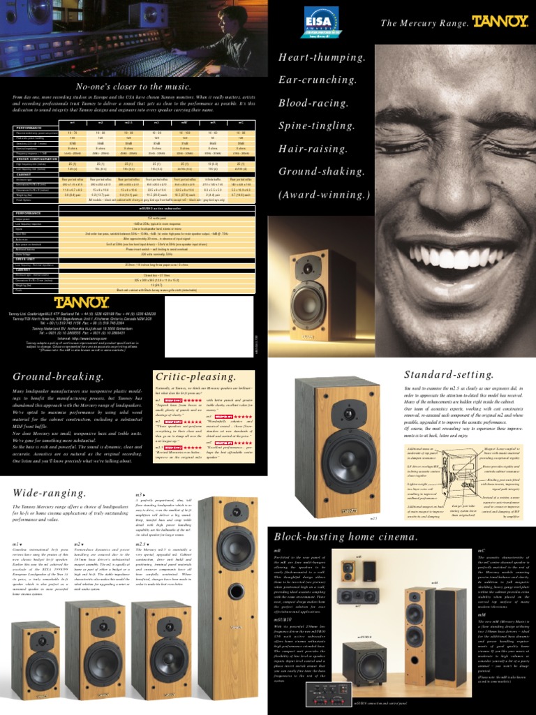 Tannoy Mercury m1 Brochure | PDF | Loudspeaker | Sound Recording