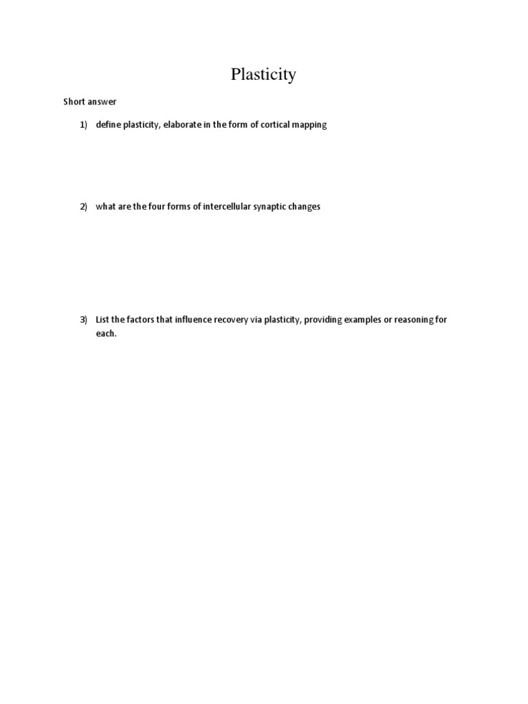 Defining Plasticity and Its Factors | PDF | Neuroplasticity | Central ...