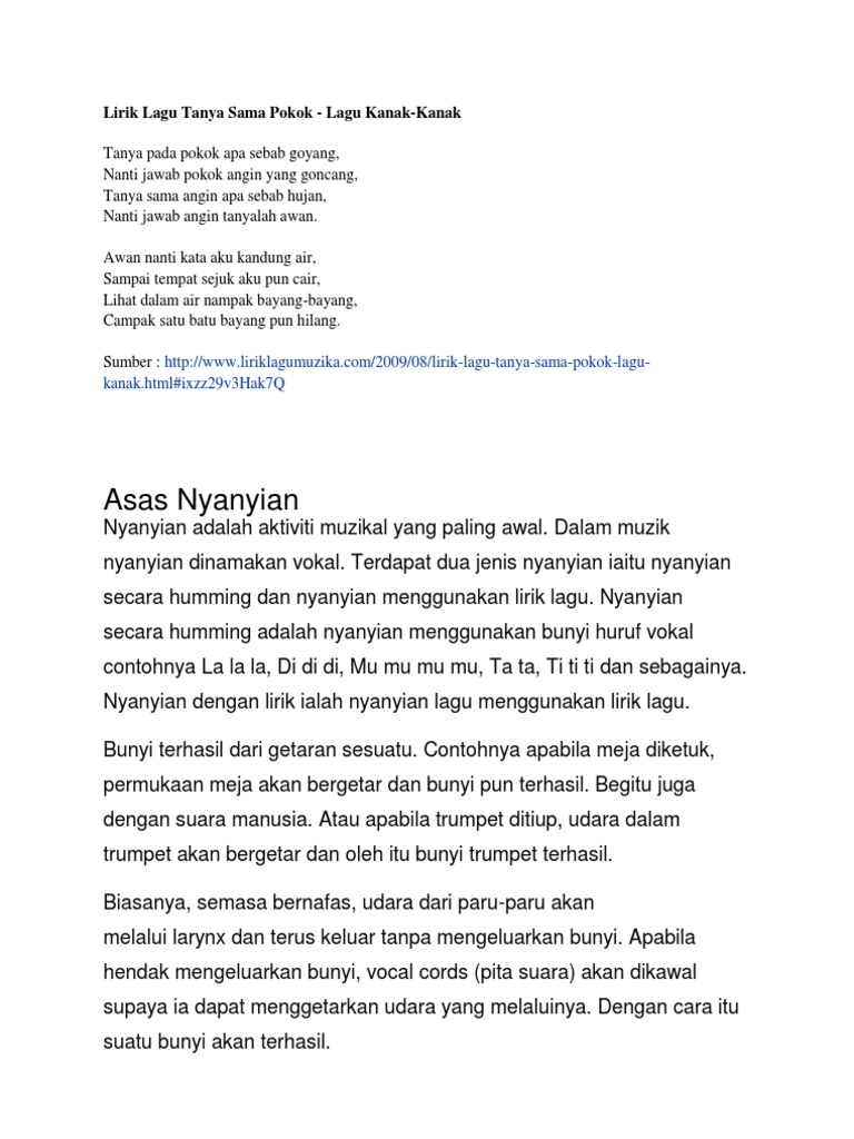 Lirik Lagu Tanya Sama Pokok Pdf