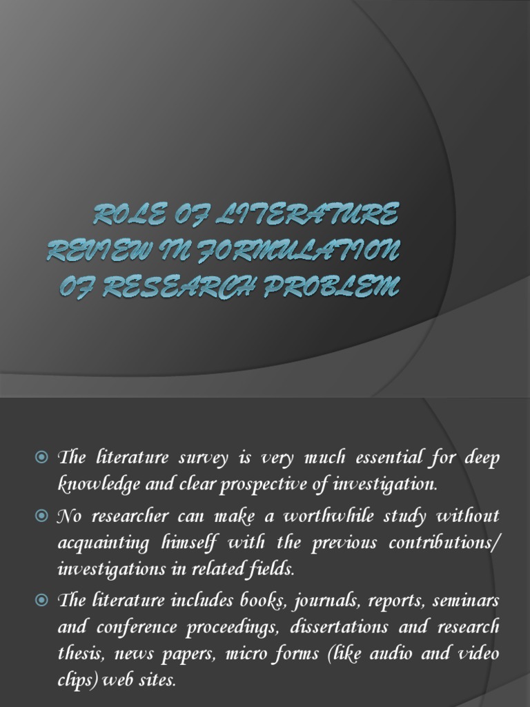 Role of Literature Review in Formulation of Research | PDF | Literature ...