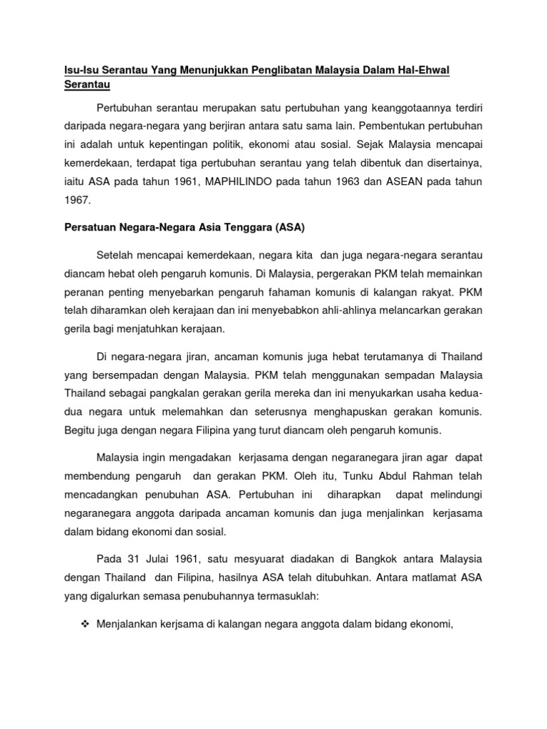 Isu Serantau Asa Maphilindo Pdf