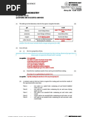 2012 Olevel Science Chemistry Paper 3 Questions And Answers Atoms Chemical Bond