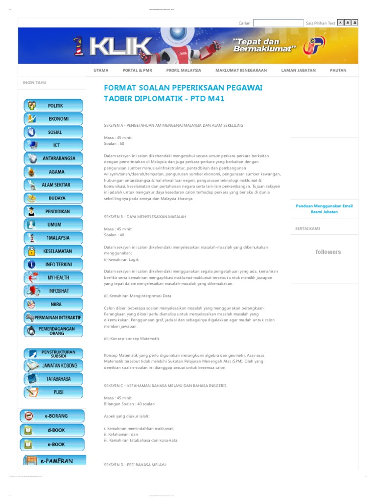 Format Soalan Peperiksaan Pegawai Tadbir Diplomatik - Ptd m41