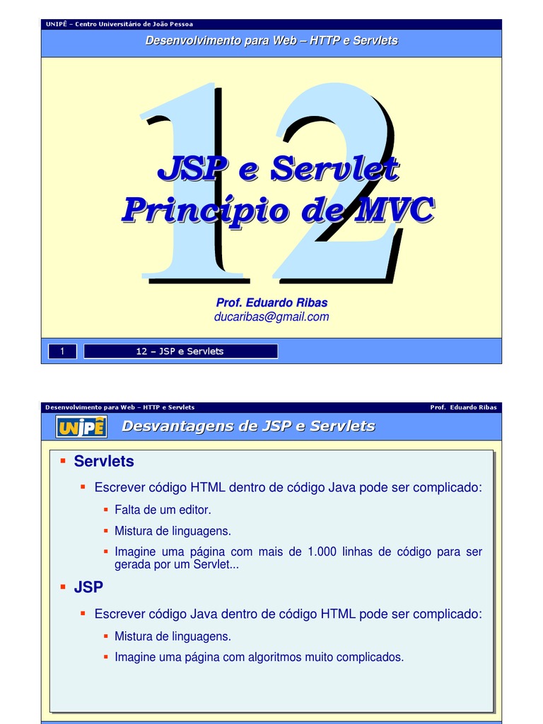 JSP e Servlets: Princípios e Exemplos | PDF | Páginas do servidor Java ...
