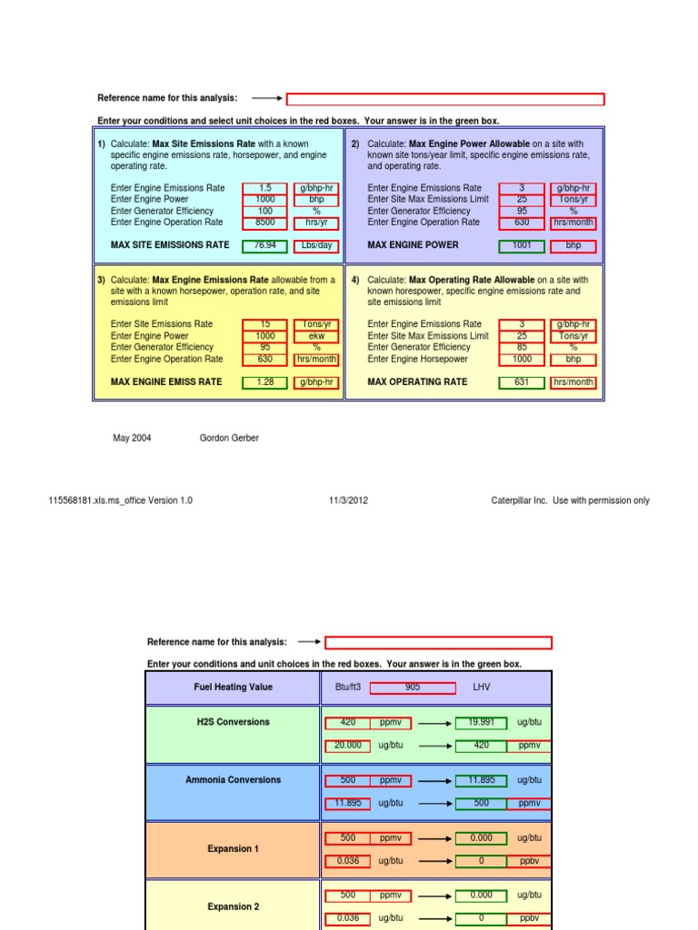 Engine Emissions Rate Calculations | PDF | Horsepower | Engines