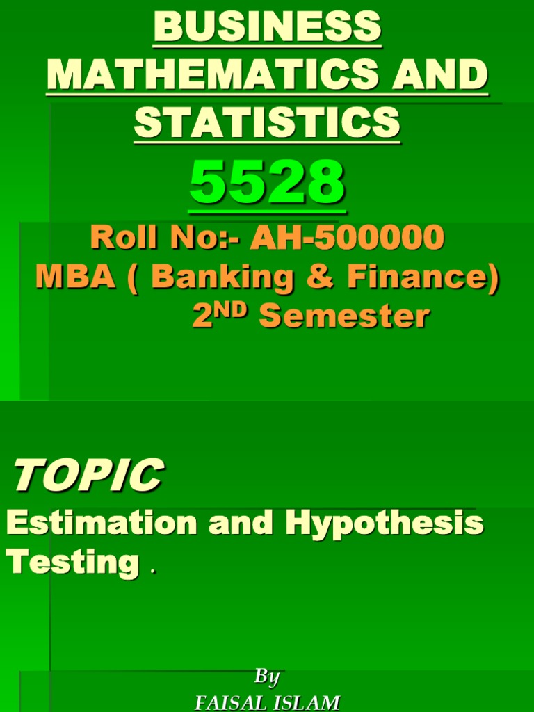 Estimation and Hypothesis Testing in Banking | PDF | Statistical ...
