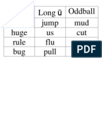 Short u Word Sort Homework