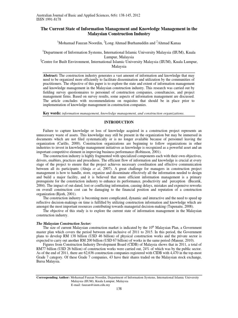The Current State of Information Management and Knowledge Management in ...