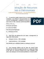 Lista de Exercicios - Administração Materiais 2o Sem 10