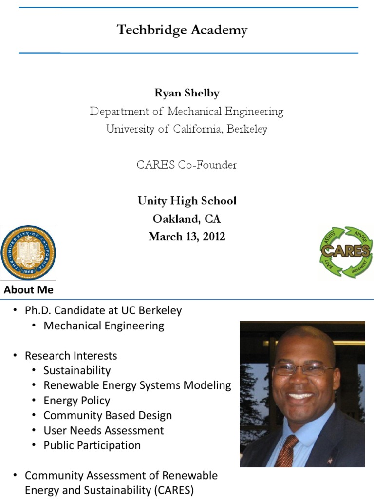 Techbridge Academy: Department of Mechanical Engineering University of ...