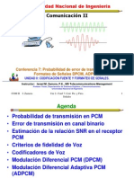 Lecture 7 Probabilidad de Error de Transmisión PCM. Formateo de Señales DPCM, ADPCM.