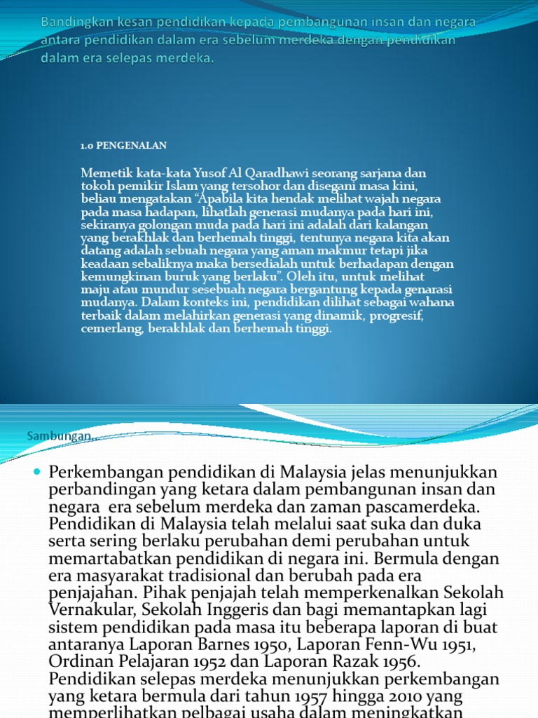 Bandingkan Kesan Pendidikan Kepada Pembangunan Insan Dan Negara Pdf