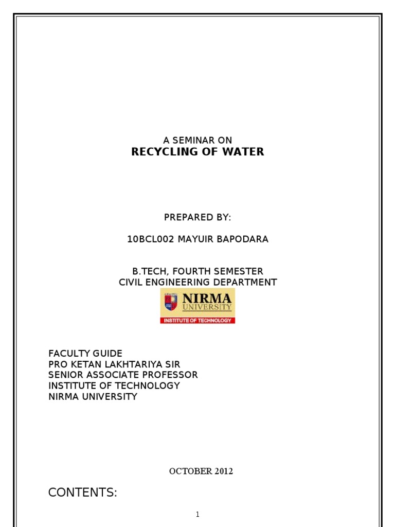 Recycling Of Water Pdf Reclaimed Water Sewage Treatment