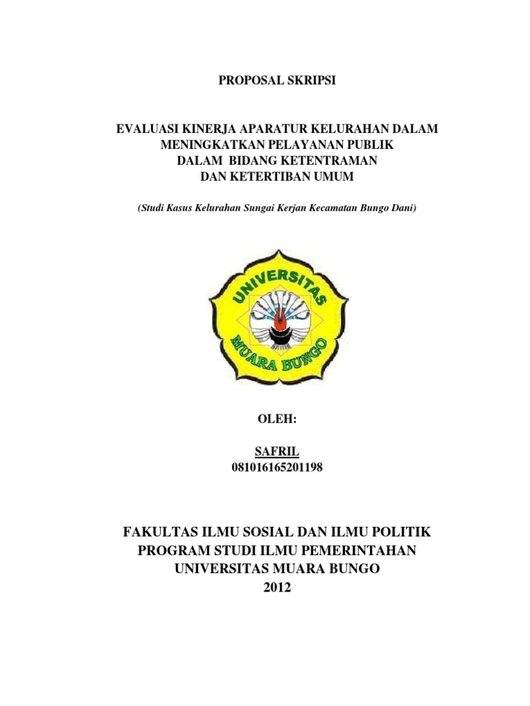 Proposal Skripsi Evaluasi Kinerja Aparatur Kelurahan Sungai Kerjan Bungo Dani Umb
