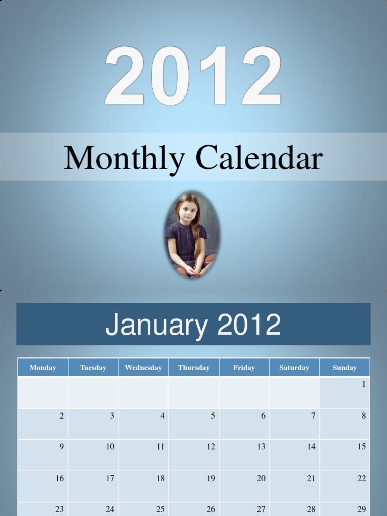 2012 Monthly Calendar Overview | PDF