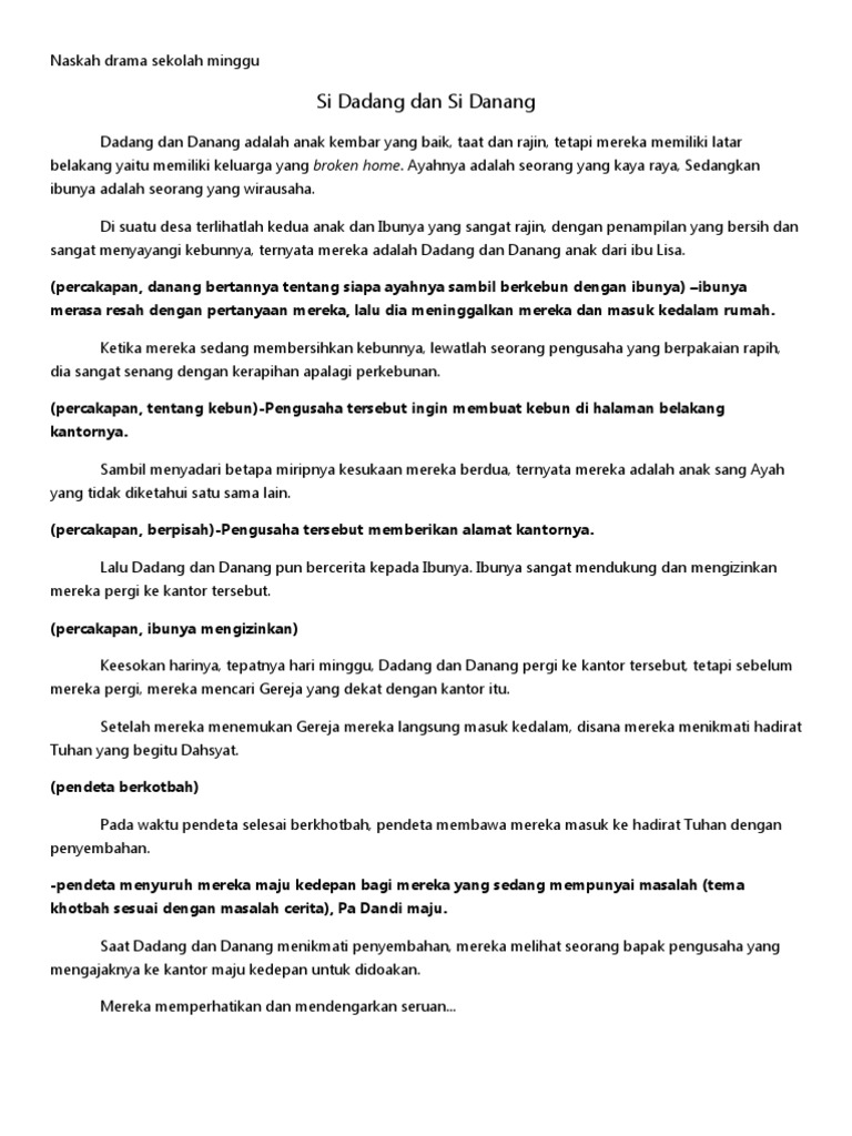 Naskah Drama Sekolah Minggu