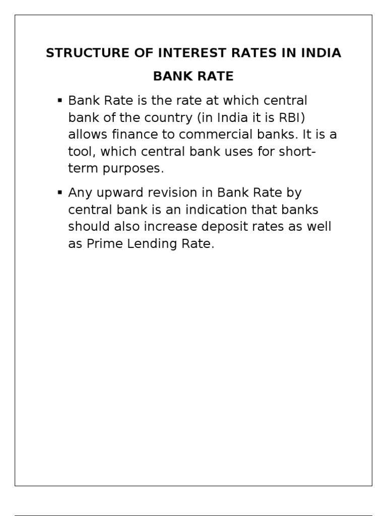 Structure of Interest Rates in India | PDF | Reserve Bank Of India | Banks
