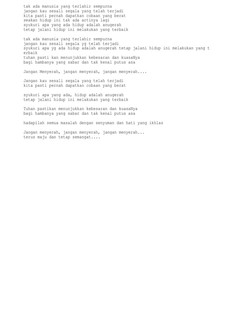 Lirik Lagu D Masiv Jangan Menyerah