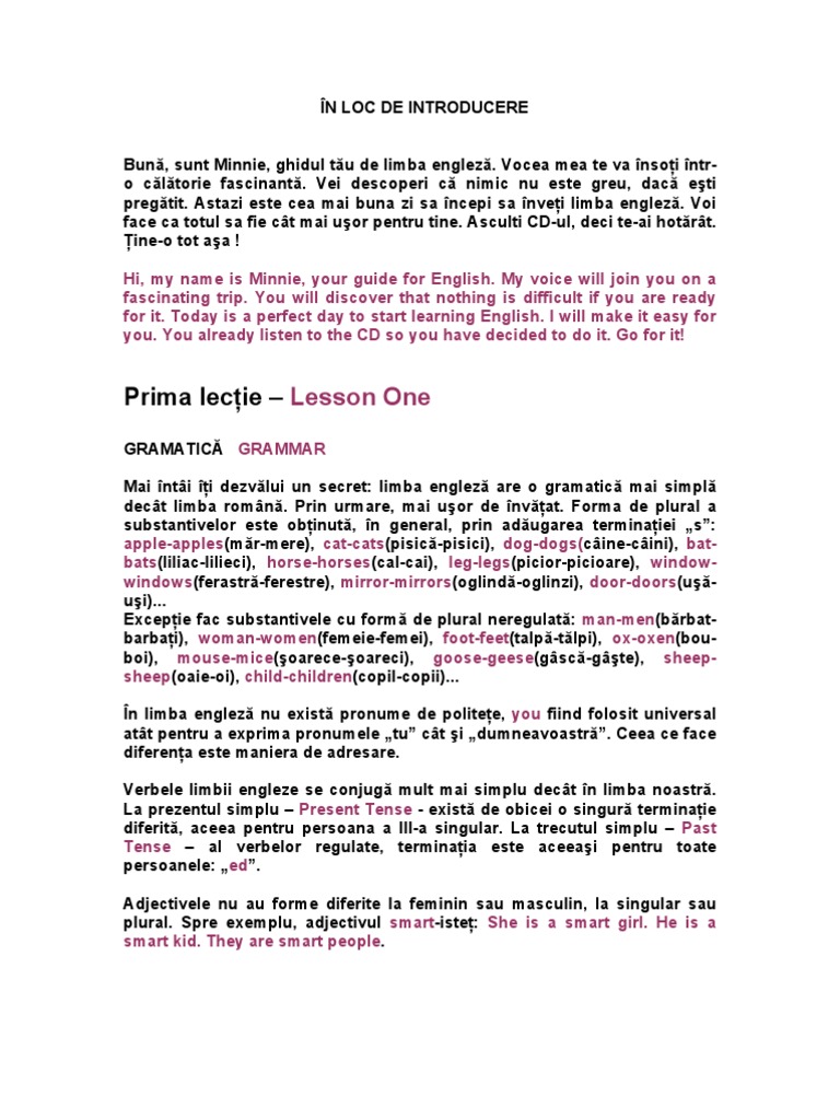 Lectii de Limba Engleza PDF | PDF