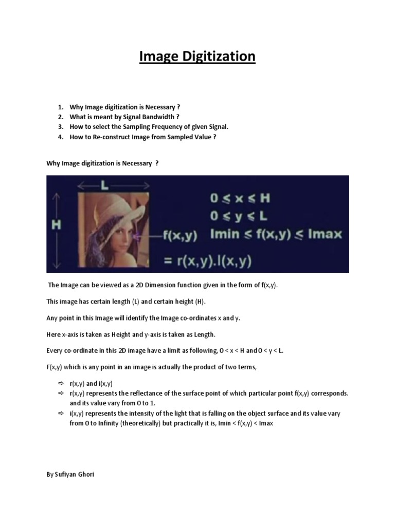 Image Digitization Process Explained | PDF | Sampling (Signal ...