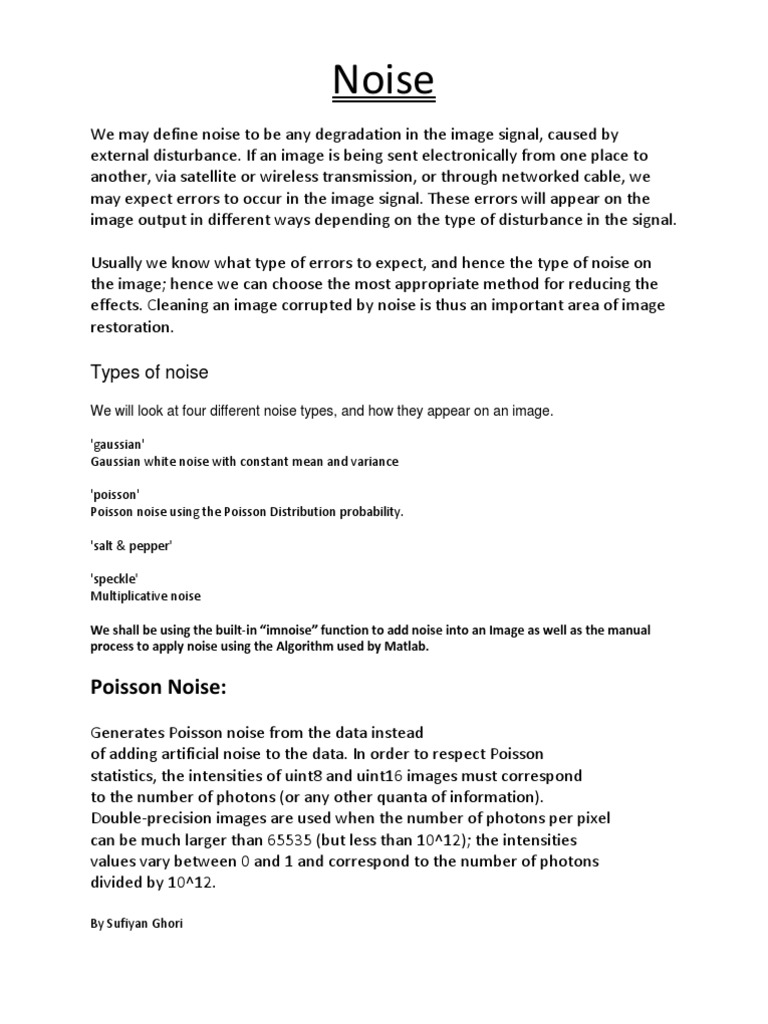 Matlab Image Noises Algorithms Explained and Manually Implementation ...
