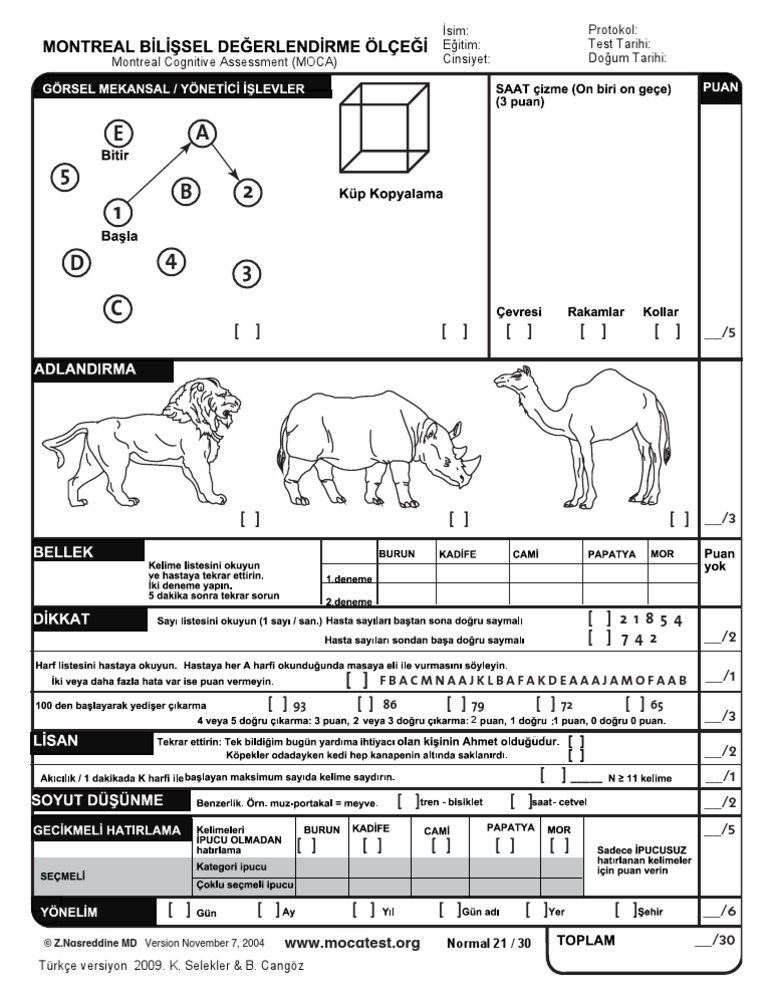 Image Gallery moca cognitive test printable