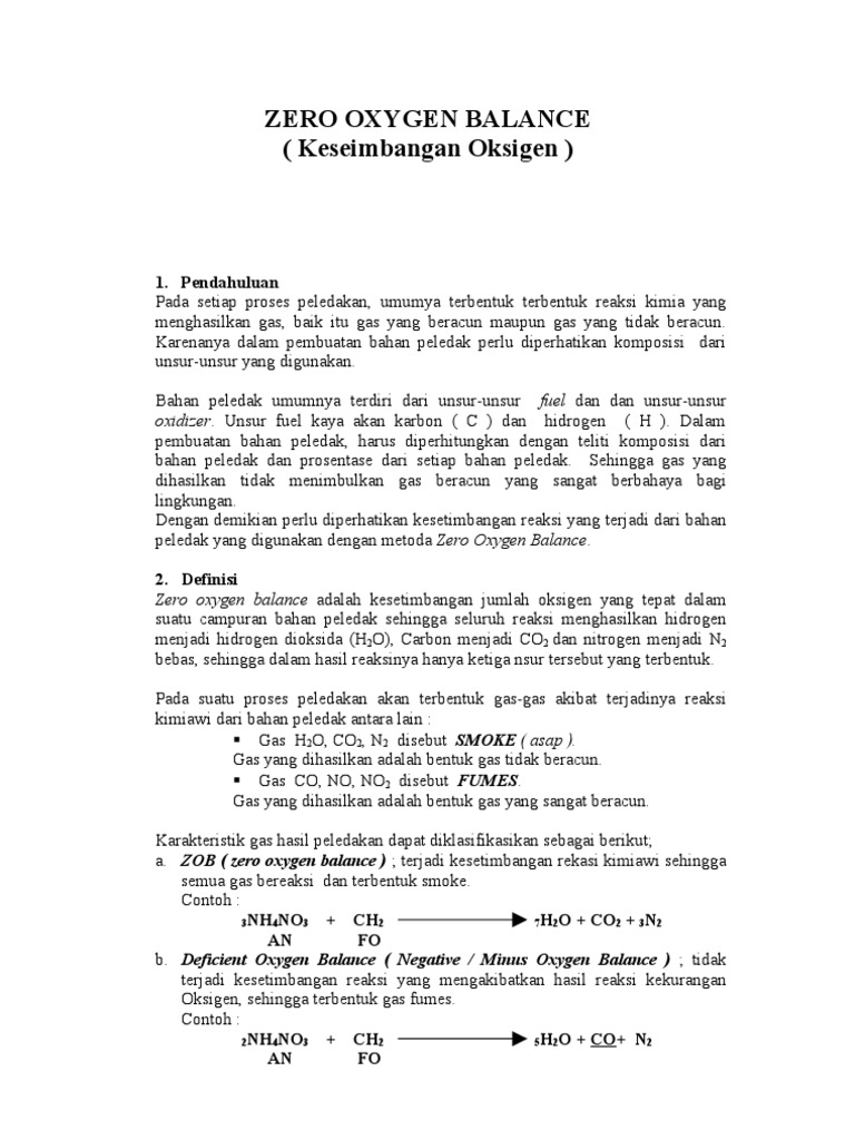 Metode Zero Oxygen Balance Peledakan | PDF