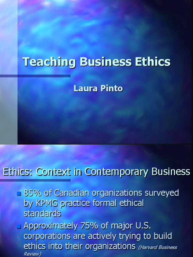 Teaching Business Ethics: Laura Pinto | PDF | Business Ethics | Business