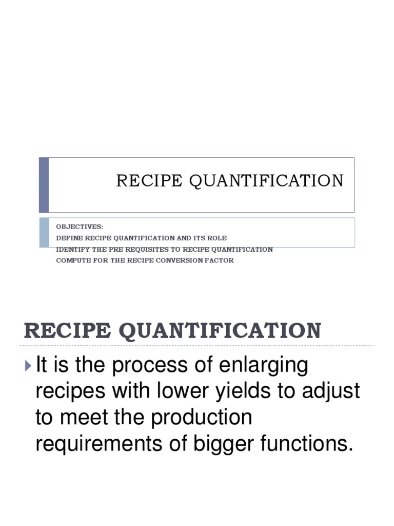 Recipe quantification pdf soup percentage