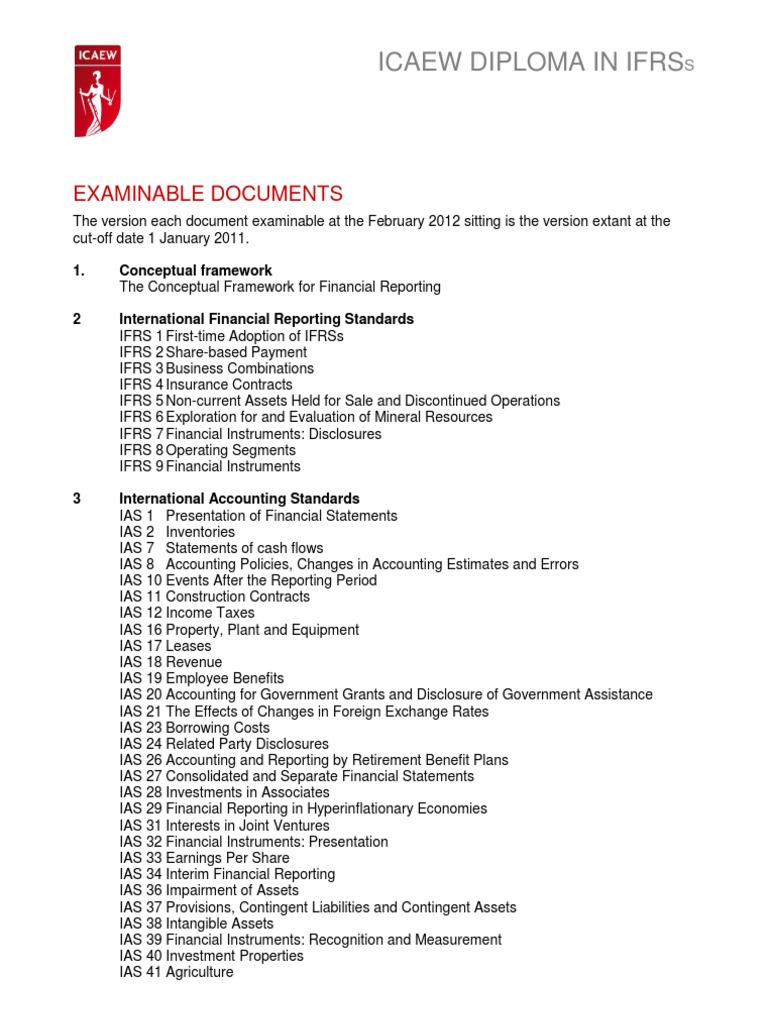ICAEW IFRS Diploma Syllabus Overview | PDF | International Financial ...