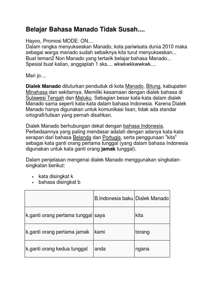 Kalimat Bahasa Manado - 46 Kata Kata Lucu Dalam Bahasa Manado / Cara membuat, susunan, pembagian, contoh kalimat dalam bahasa arab tentang sekolah harapan jam kesehatan rumah jumlah fi'liyah (kalimat verbal).