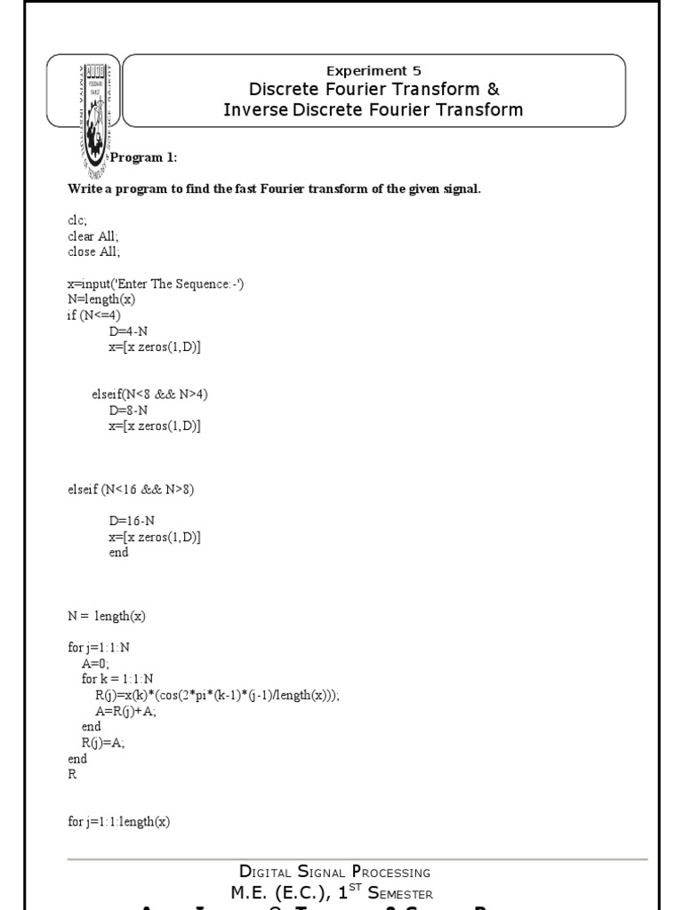 Fast Fourier Transform Program Guide | PDF