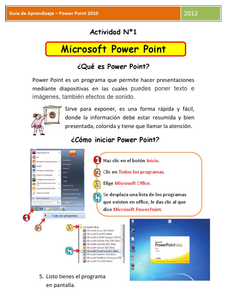 Guía Básica de PowerPoint 2010 | PDF | Microsoft PowerPoint | Point and ...