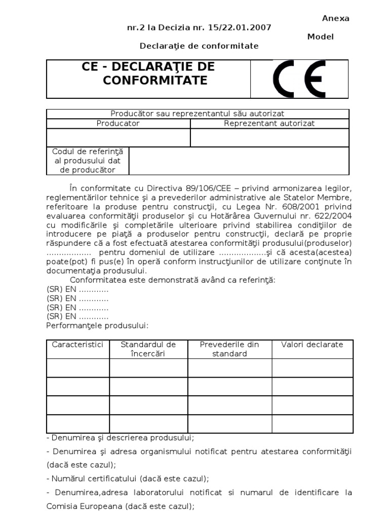 03 Model Declaratie de Conformitate | PDF
