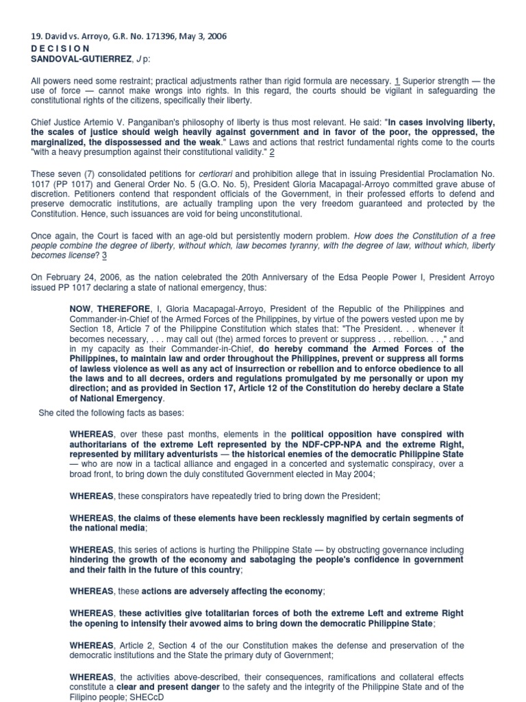 David vs arroyo g r no 171396 may 3 2006 pdf standing law