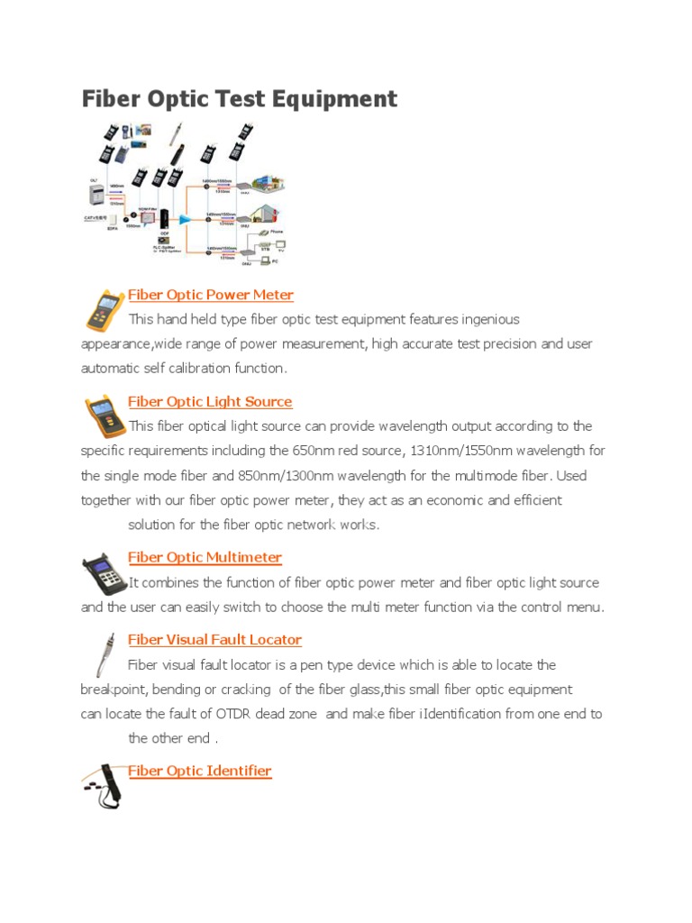 Fiber Optic Test Equipment Optical Fiber Equipment