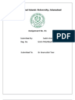 International Islamic University, Islamabad: Assignment No. 01