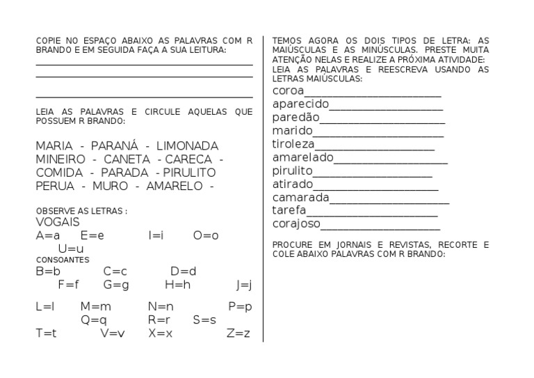 034-Atividade Com R Brando e Letras Maiúsculas e Minúsculas | PDF