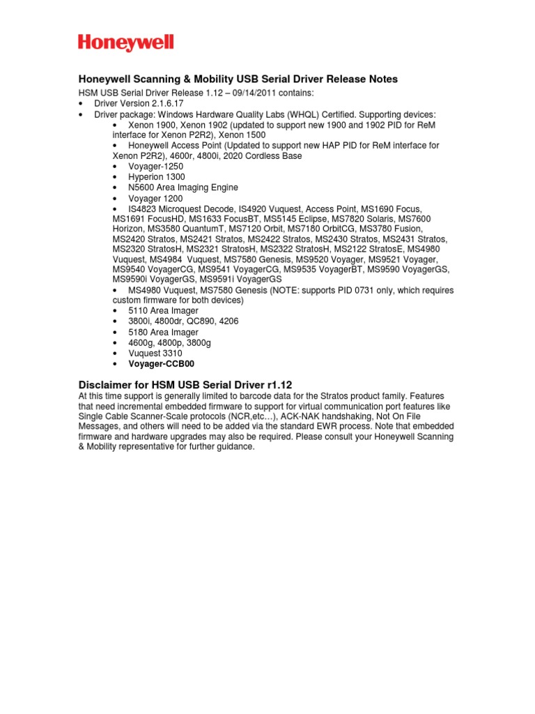 HSM USB Serial Driver Release Notes - R12 | PDF | Device Driver | Usb