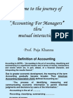 Welcome To The Journey of "Accounting For Managers" Thru' Mutual Interaction. - Prof. Puja Khanna