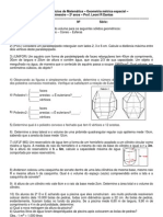 Lista de Exercícios de Matemática - Geometria Métrica Espacial