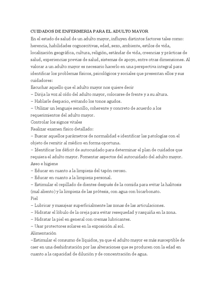 Cuidados Esenciales para Adultos Mayores | PDF | Vejez | Adultos