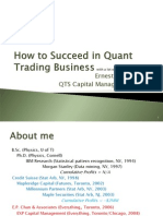 How To Start A Hedge Fund Quant Trading Business by Ernie Chan