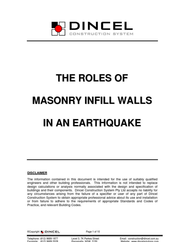 The Roles of Masonry Infill Walls in An Earthquake | PDF