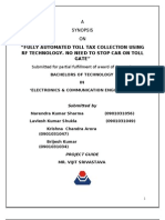 Automatic Tolltax Collection Using RF Technology Synopsis